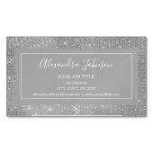 Silver Glam Sparkle Modern en Elegant Magnetisch Visitekaartje (Voorkant)