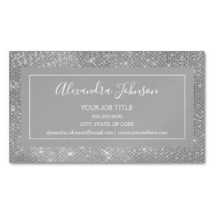 Silver Glam Sparkle Modern en Elegant Magnetisch Visitekaartje