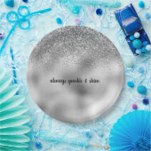 Silver Glam Sparkle Papieren Bordje (Feest)