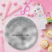 Silver Glam Sparkle Papieren Bordje (Feest)