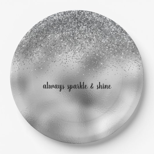 Silver Glam Sparkle Papieren Bordje (Voorkant)
