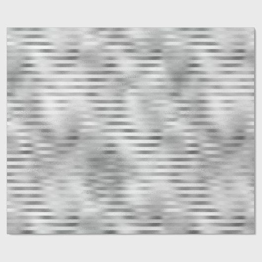 Silver Glam Stripes Cadeaupapier (Vlak)