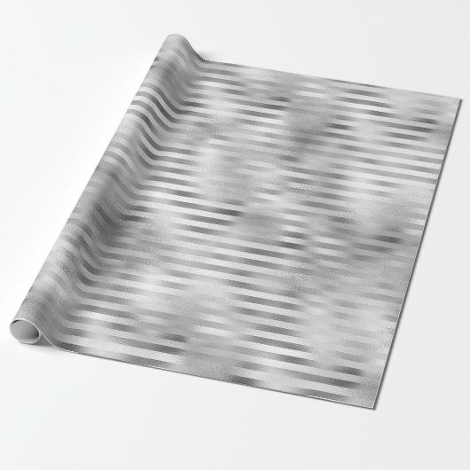 Silver Glam Stripes Cadeaupapier (Uitgerold)