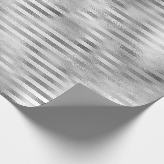Silver Glam Stripes Cadeaupapier (Hoek)
