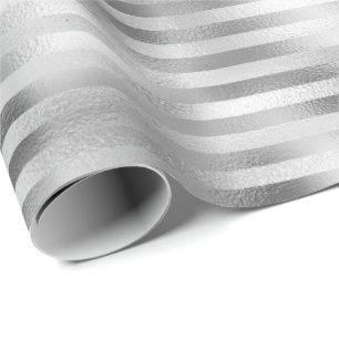 Silver Glam Stripes Cadeaupapier