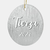Silver Glam-textuur gepersonaliseerd Keramisch Ornament (Links)