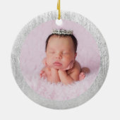 Silver Glam-textuur gepersonaliseerd Keramisch Ornament (Achterkant)