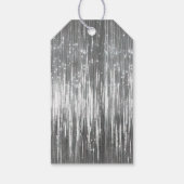 Silver Glam Tinsel Stripes Cadeaulabel (Achterkant)
