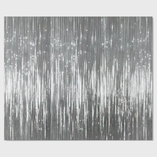 Silver Glam Tinsel Stripes Cadeaupapier (Vlak)