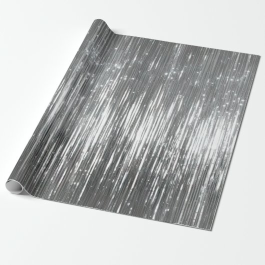 Silver Glam Tinsel Stripes Cadeaupapier (Uitgerold)