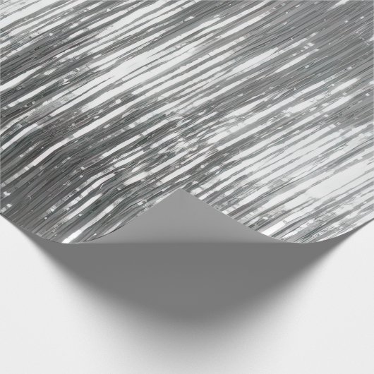 Silver Glam Tinsel Stripes Cadeaupapier (Hoek)