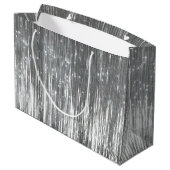 Silver Glam Tinsel Stripes Groot Cadeauzakje (Achterkant Gekanteld)
