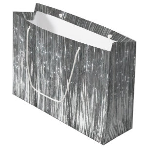 Silver Glam Tinsel Stripes Groot Cadeauzakje