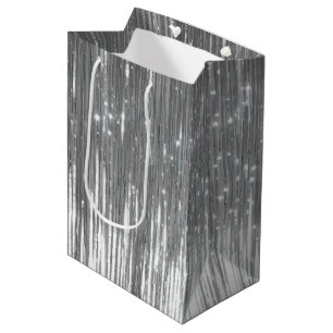 Silver Glam Tinsel Stripes Medium Cadeauzakje