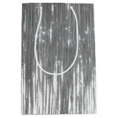 Silver Glam Tinsel Stripes Medium Cadeauzakje (Voorkant)