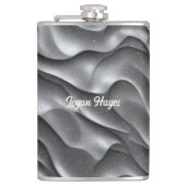 Silver Glamour Luxury Bling Metallic Waves Glitter Heupfles (Voorkant)