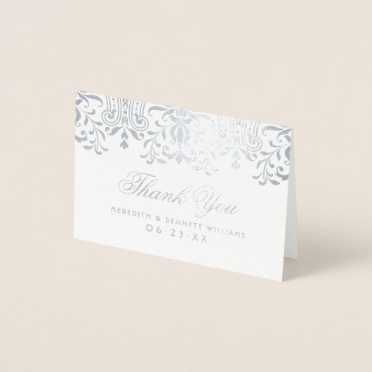 Silver  Glamour Wedding Bedankt Folie Kaarten (Voorkant)