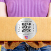 Silver glamoureuze business qr code instagram ronde sticker