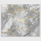 Silver Glass Gold Marble Shiny Metallic Strokes Cadeaupapier (Vlak)