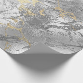Silver Glass Gold Marble Shiny Metallic Strokes Cadeaupapier (Hoek)