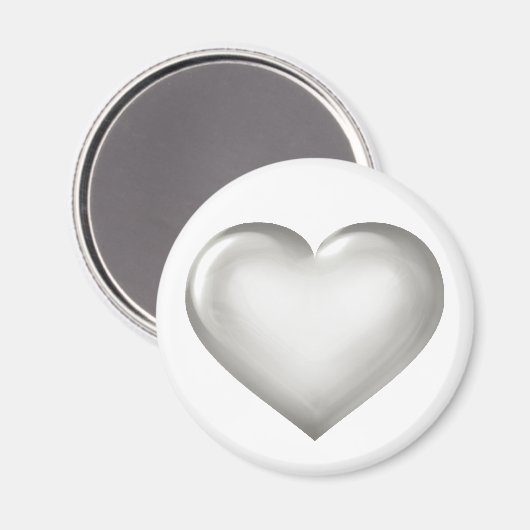 Silver Glass Heart Magneet (Voorkant / Achterkant)