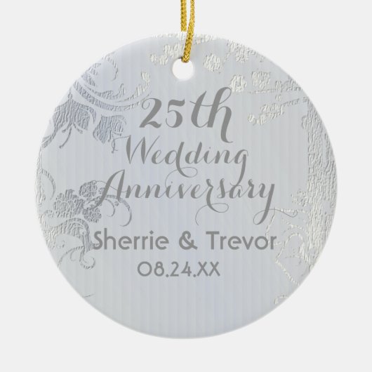 Silver Glimmer 25e Jubileum Keramisch Ornament (Voorkant)
