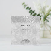 Silver Glimmer Damask Elegant Wedding Kaart (Staand voorkant)