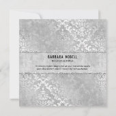 Silver Glimmer Damask Elegant Wedding Kaart (Achterkant)