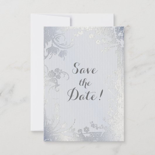 Silver Glimmer Floral slaat de datum op Save The Date (Voorkant)