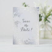 Silver Glimmer Floral slaat de datum op Save The Date (Staand voorkant)