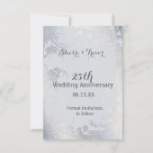 Silver Glimmer Floral slaat de datum op Save The Date (Achterkant)