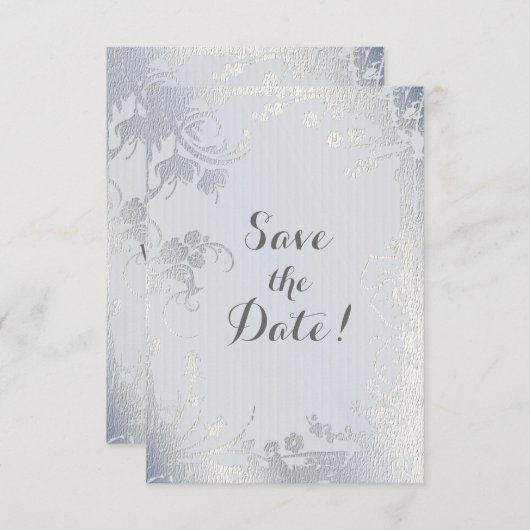 Silver Glimmer Floral slaat de datum op Save The Date (Voorkant / Achterkant)