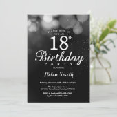 Silver Glitter 18th Birthday Invitation Card Kaart (Staand voorkant)