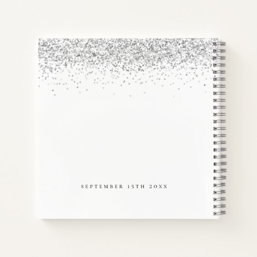 Silver Glitter 21st Birthday Party Guest Book Notitieboek (Achterkant)