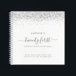 Silver Glitter 21st Birthday Party Guest Book Notitieboek<br><div class="desc">Silver Glitter 21st Birthday Party Guest Book. Een alternatief voor het reguliere gastenboek in dit collectie. Een groot hoopje van je speciale verjaardagsfeestjes. Pas de tekst op de voor- en achterkant eenvoudig aan.</div>