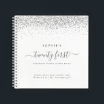Silver Glitter 21st Birthday Party Guest Book Notitieboek<br><div class="desc">Silver Glitter 21st Birthday Party Guest Book. Een alternatief voor het reguliere gastenboek in dit collectie. Een groot hoopje van je speciale verjaardagsfeestjes. Pas de tekst op de voor- en achterkant eenvoudig aan.</div>