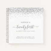 Silver Glitter 21st Birthday Party Guest Book Notitieboek (Voorkant)