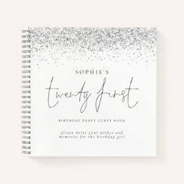 Silver Glitter 21ste verjaardag gastboek Notitieboek