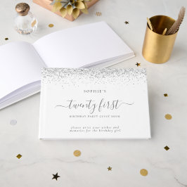 Silver Glitter 21ste verjaardag Gastenboek