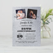 Silver Glitter 25e bruiloft Jubileum Foto Kaart (Staand voorkant)