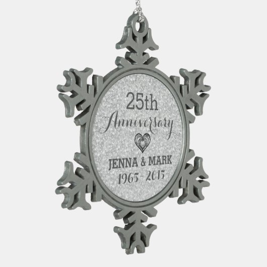 Silver Glitter 25e bruiloft Jubileum Ornament (Links)