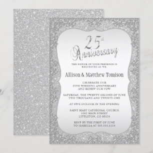Silver Glitter 25th Wedding Jubileum   DIY-tekst Kaart