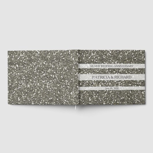 Silver Glitter 25th Wedding Jubileum Gastenboek (Volledig)