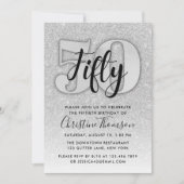 Silver Glitter 29th Birthday Invitation Kaart (Voorkant)