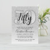 Silver Glitter 29th Birthday Invitation Kaart (Staand voorkant)