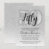 Silver Glitter 29th Birthday Invitation Kaart (Voorkant / Achterkant)