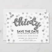 Silver Glitter 30e verjaardag Bewaar de datum Kaart (Voorkant)