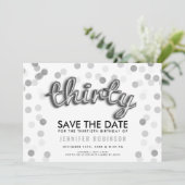 Silver Glitter 30e verjaardag Bewaar de datum Kaart (Staand voorkant)