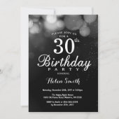 Silver Glitter 30th Birthday Invitation Kaart (Voorkant)