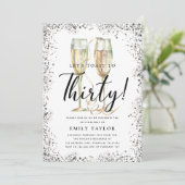 Silver Glitter 30th Birthday Party Kaart (Staand voorkant)